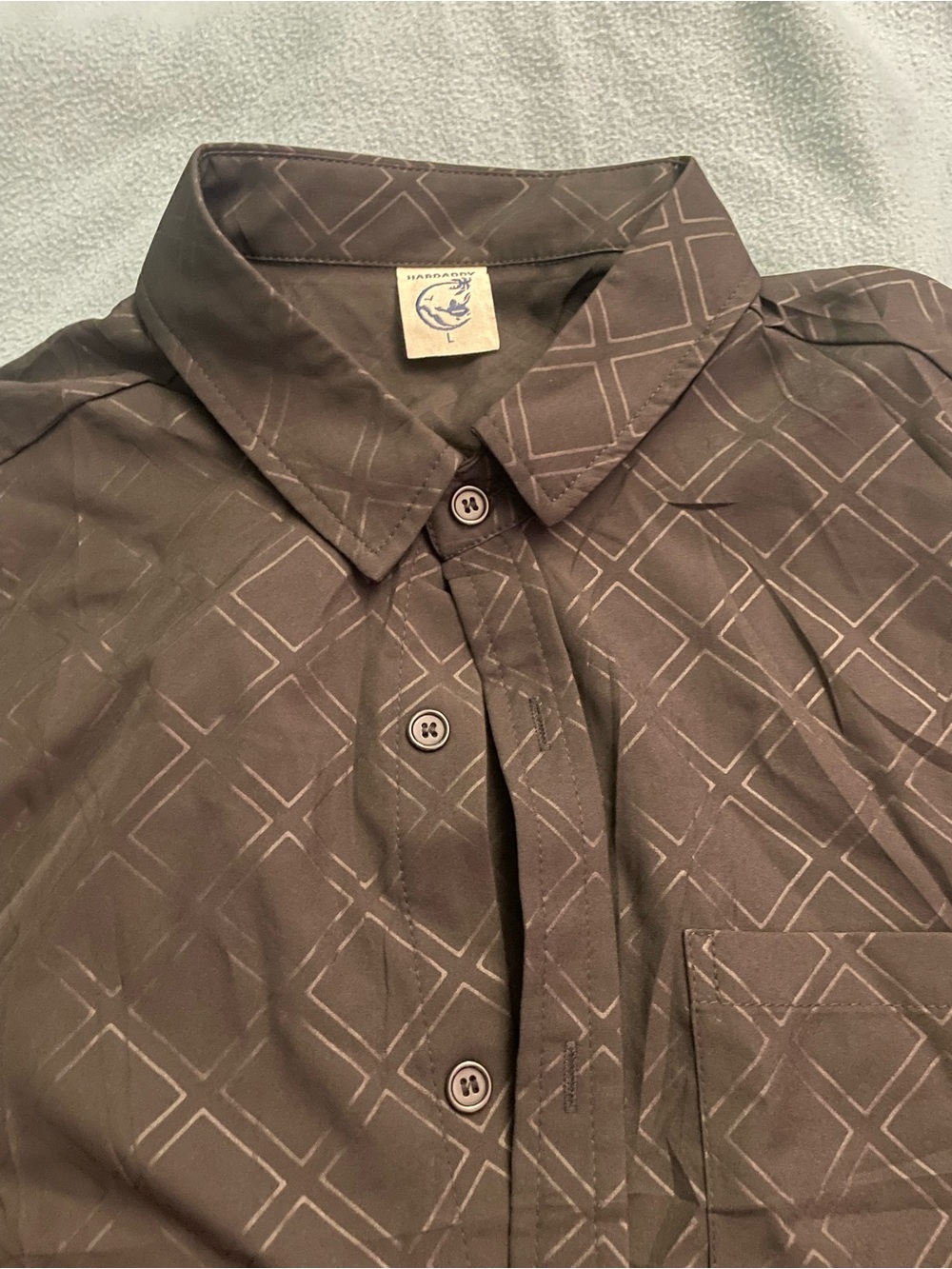 Hard daddy  Diamond-Pattern Button-Down Shirt - Men's